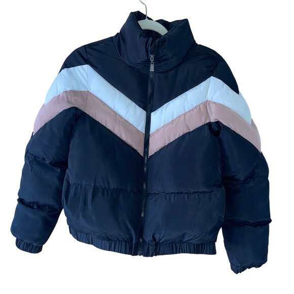 Sybilla Womens  Jacket Size Small Black Color Block Puffer Pockets Full Zip - Picture 7 of 8